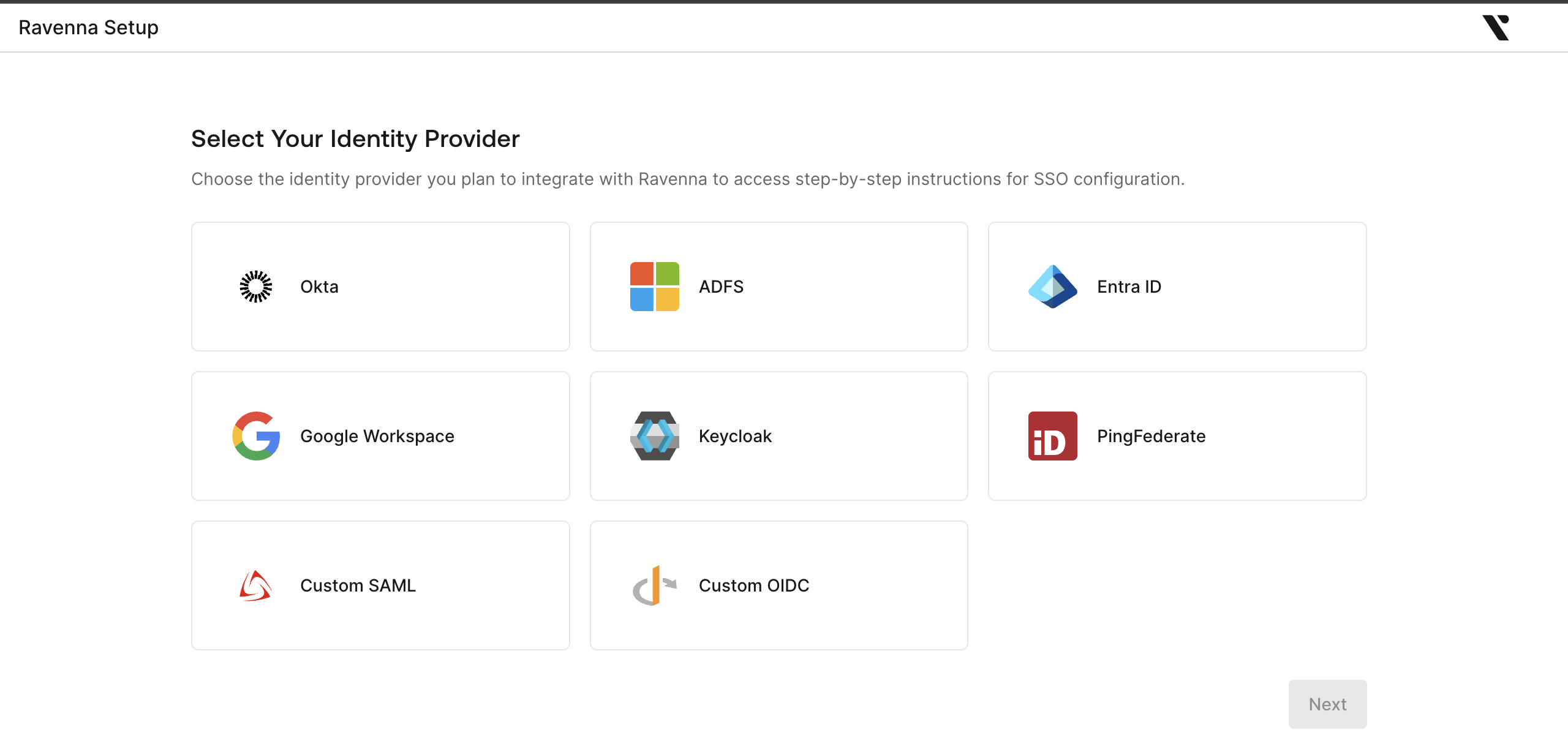 Select identity provider in wizard