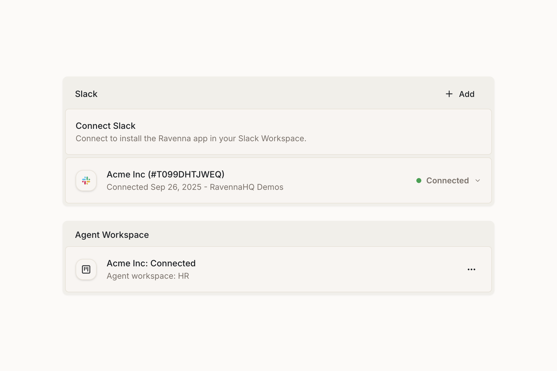 Agent workspace configuration