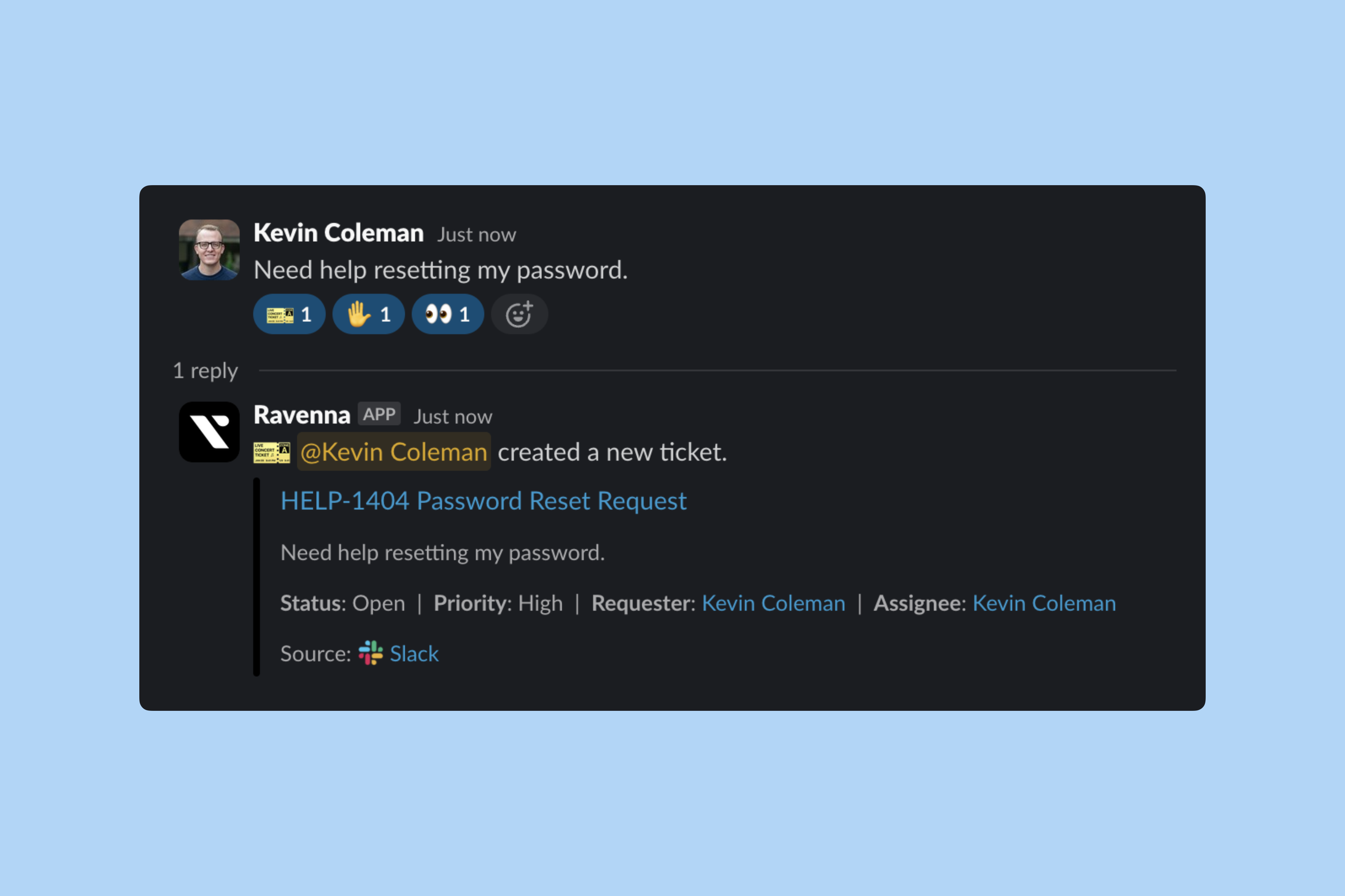 Emoji reactions on a Slack message