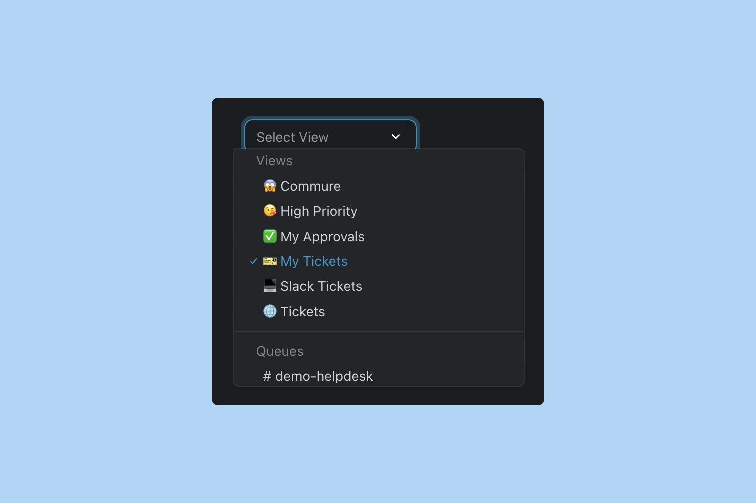 Workspace admin view with filters