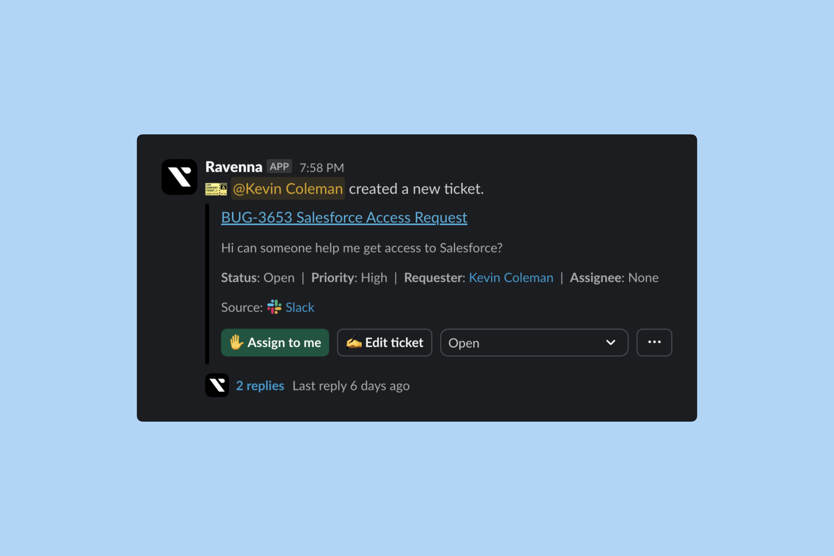 Ticket actions in triage channel